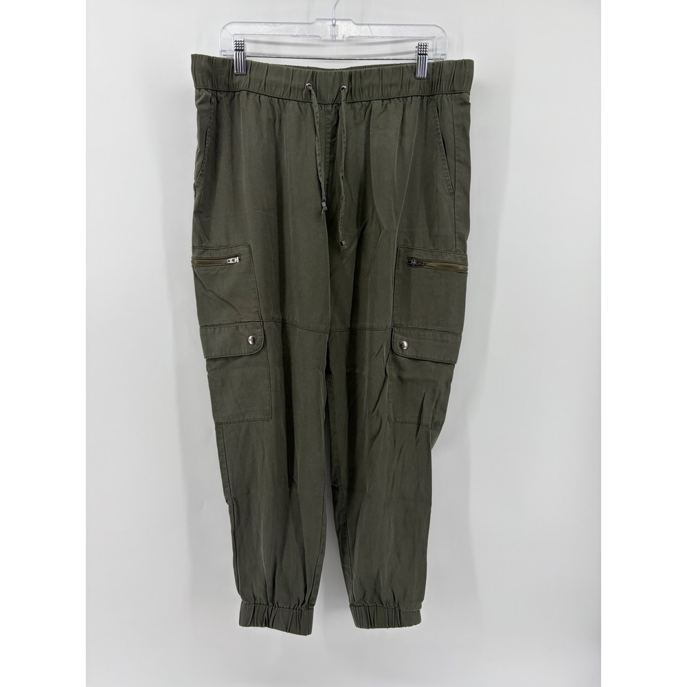 Banana Republic Women L Olive Green Cargo Jogger Pants Lyocell High Rise Utility